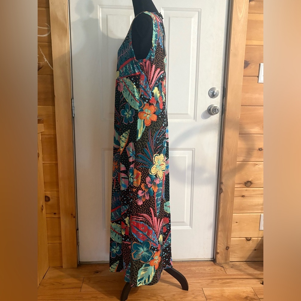 Vince Camuto Black Floral Crewneck Sleeveless Maxi Dress Size L NWT - Picture 4 of 9